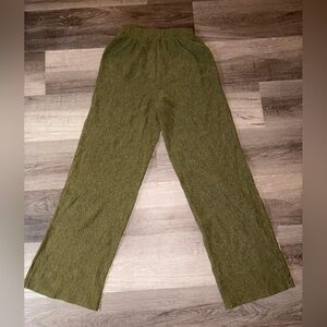 Cider green textured wide leg pants.